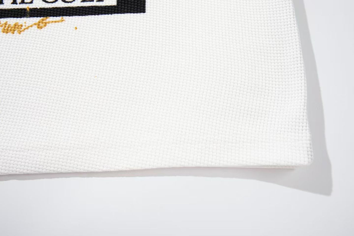 Raglan Band Poster Waffle Knit Long Sleeve