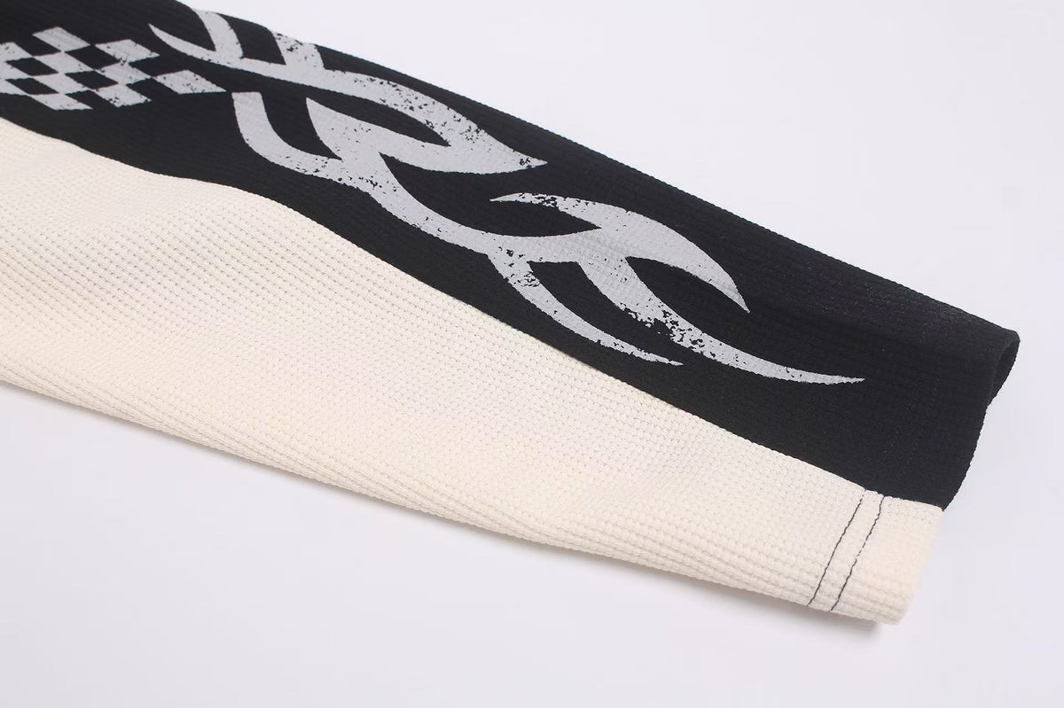 Vintage Racing 888 Graphic Waffle Knit Long Sleeve