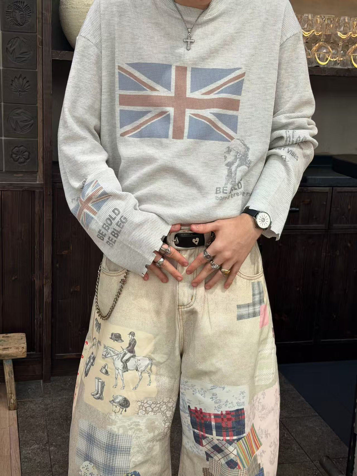 Streetwear Flag-print Long Sleeve
