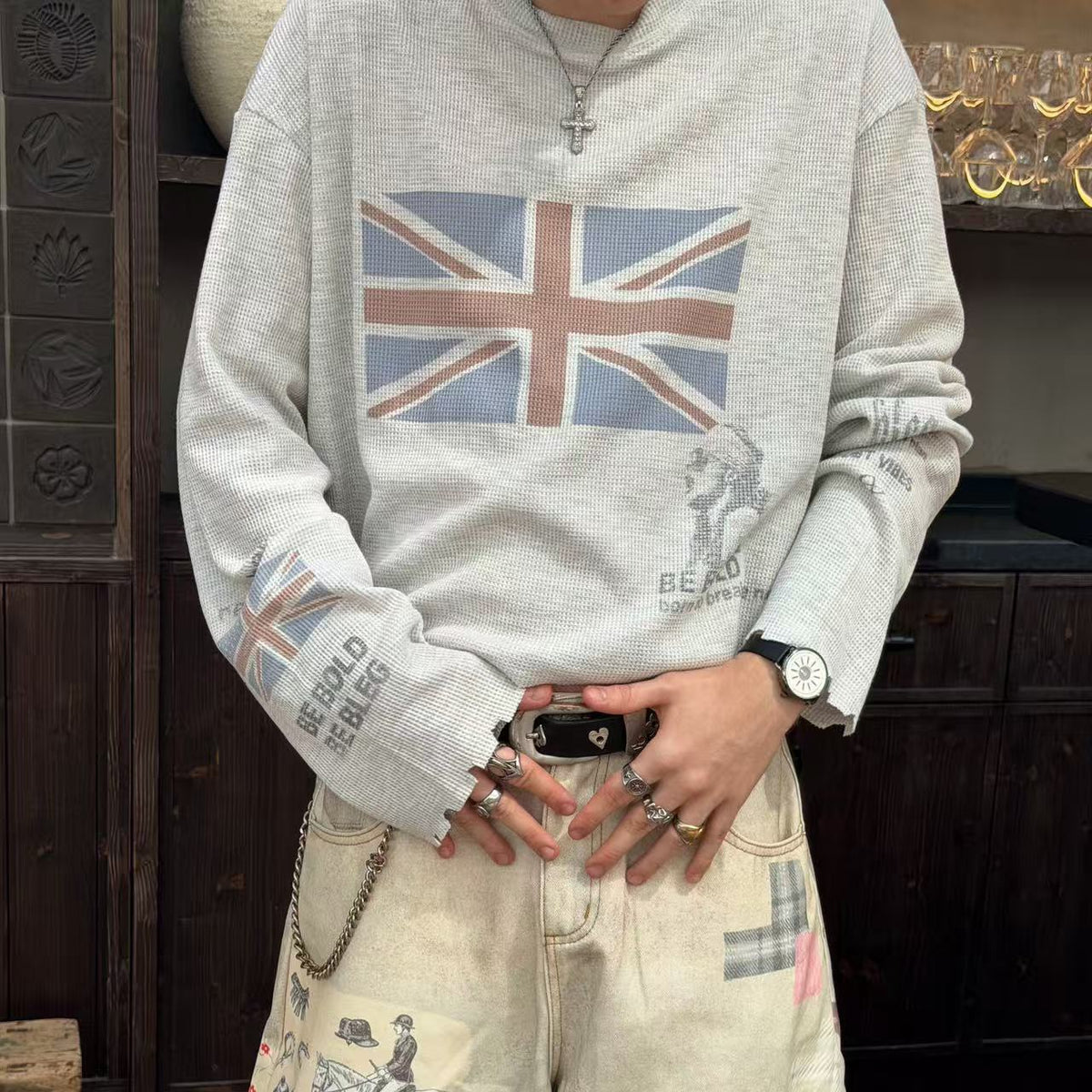 Streetwear Flag-print Long Sleeve
