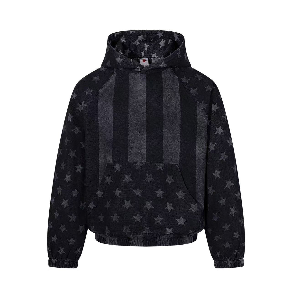 Vintage Washed Star and Vertical Stripe Raglan Hoodie