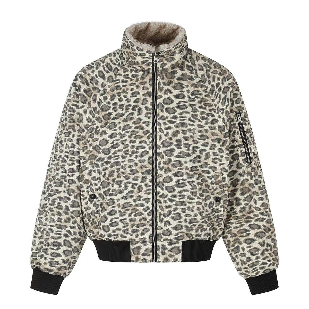 Reversible Leopard Print & Solid Faux Fur Jacket