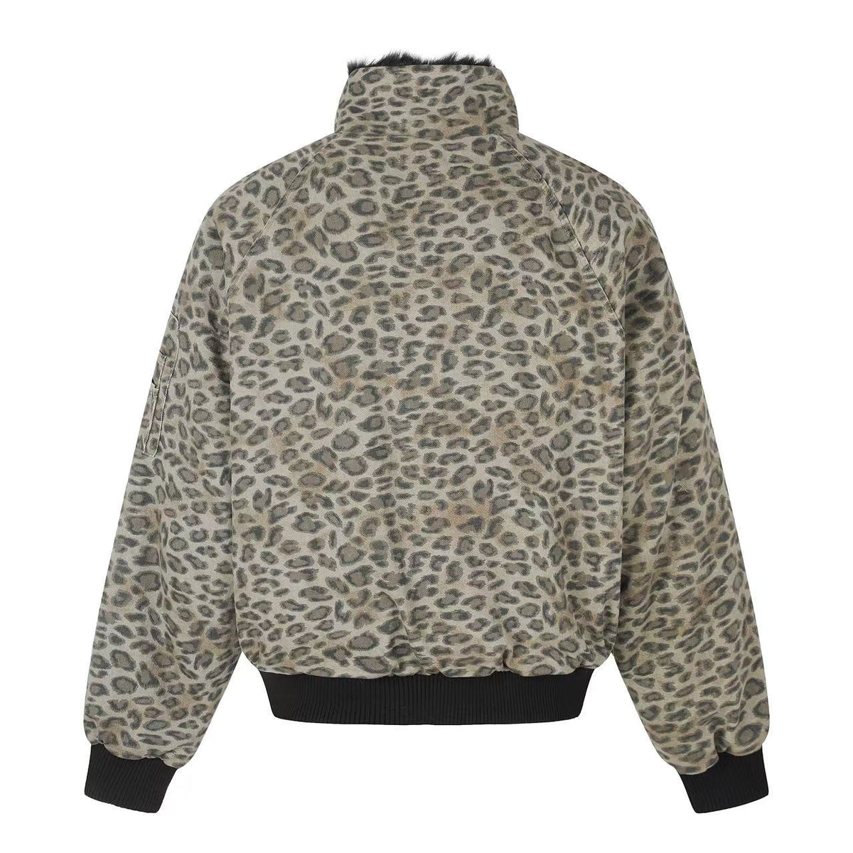 Reversible Leopard Print & Solid Faux Fur Jacket