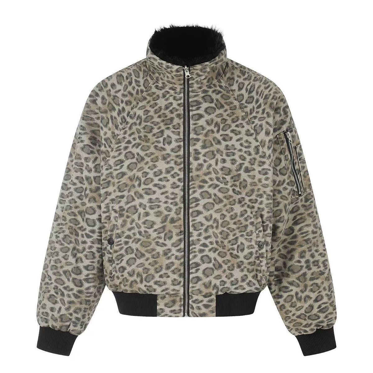 Reversible Leopard Print & Solid Faux Fur Jacket
