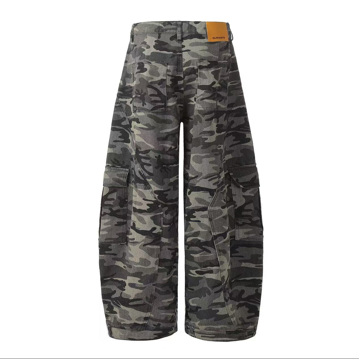 Vintage Camo Seam Panel Multi-Pocket Baggy Wide Leg Cargo Pants
