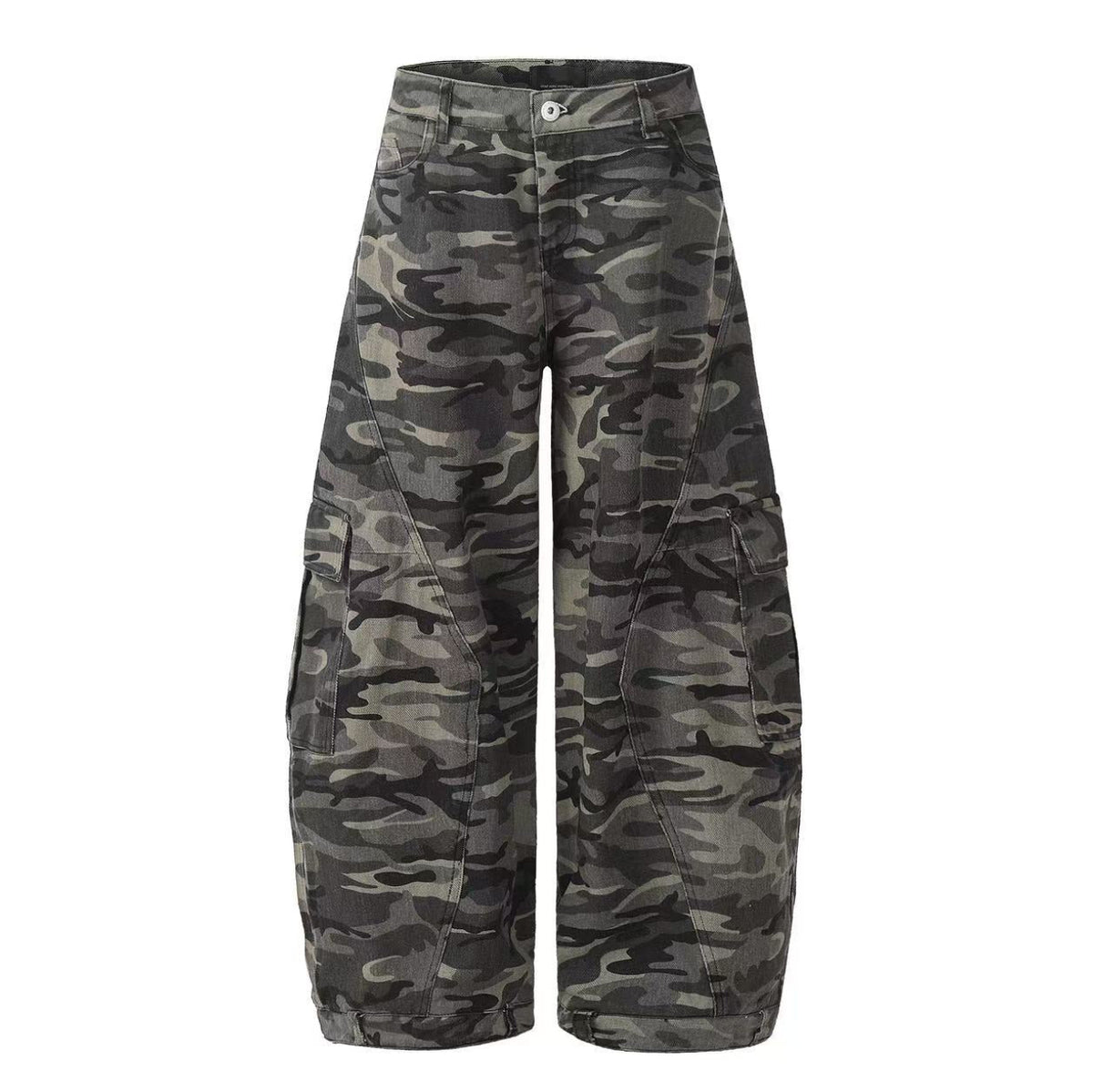 Vintage Camo Seam Panel Multi-Pocket Baggy Wide Leg Cargo Pants