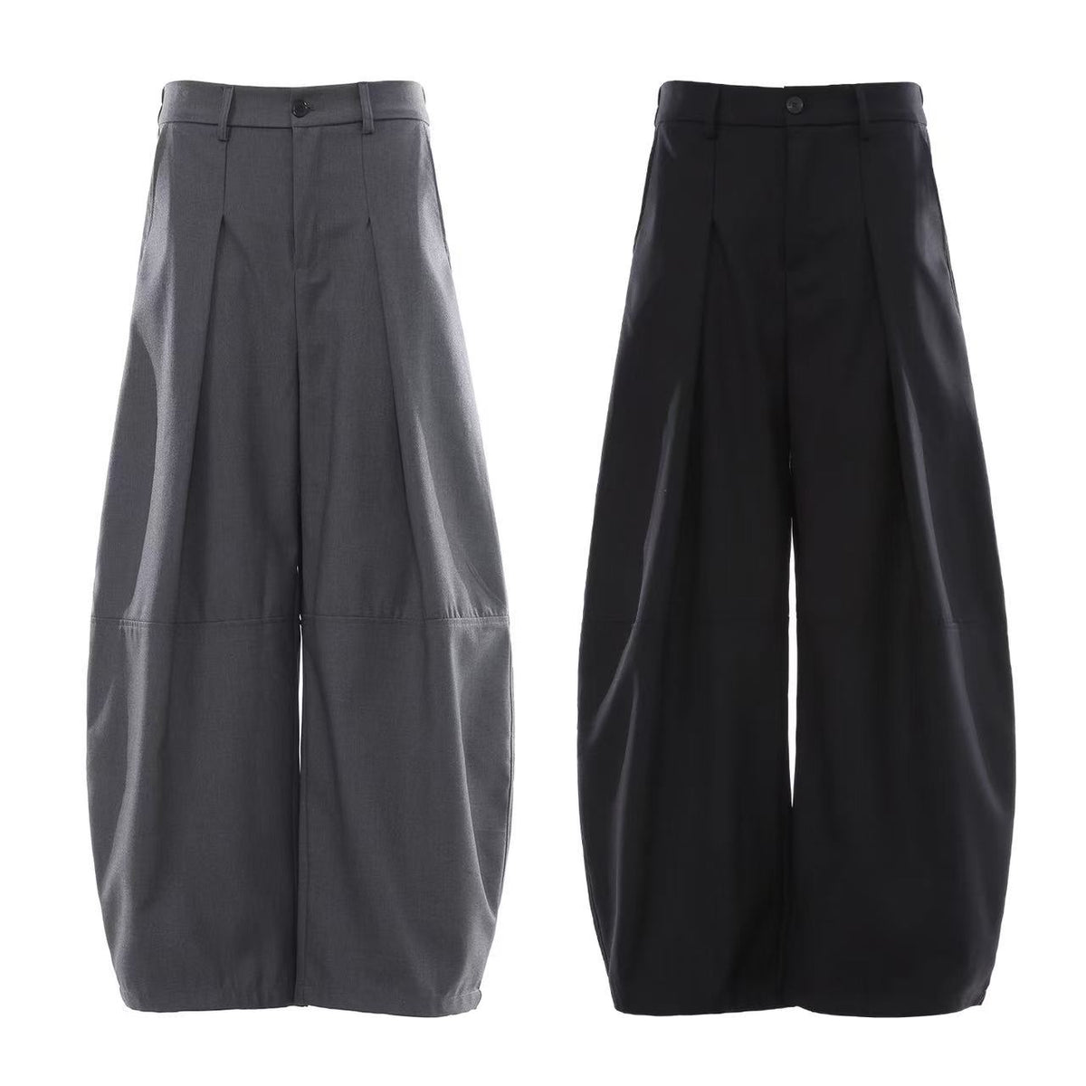 Pleated Balloon Wide-Leg Baggy Suit Pants
