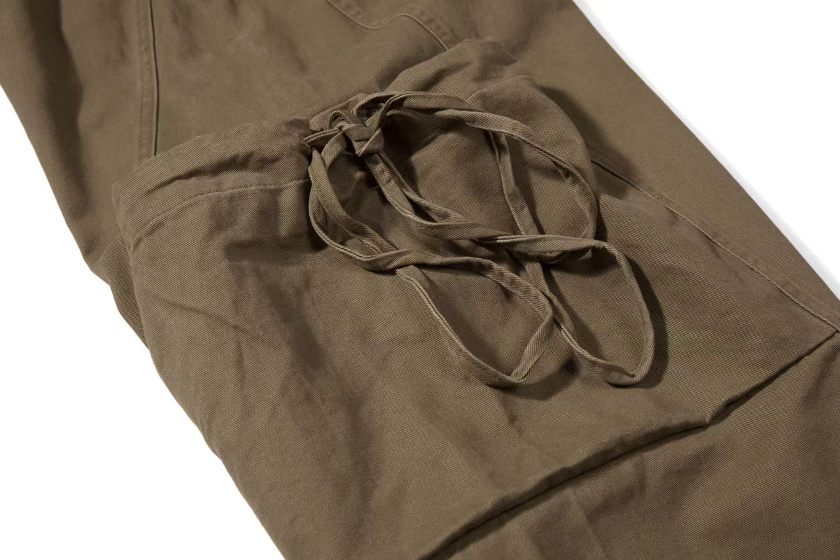 Vintage Baggy Wide Leg Lace-up Pocket Cargo Pants