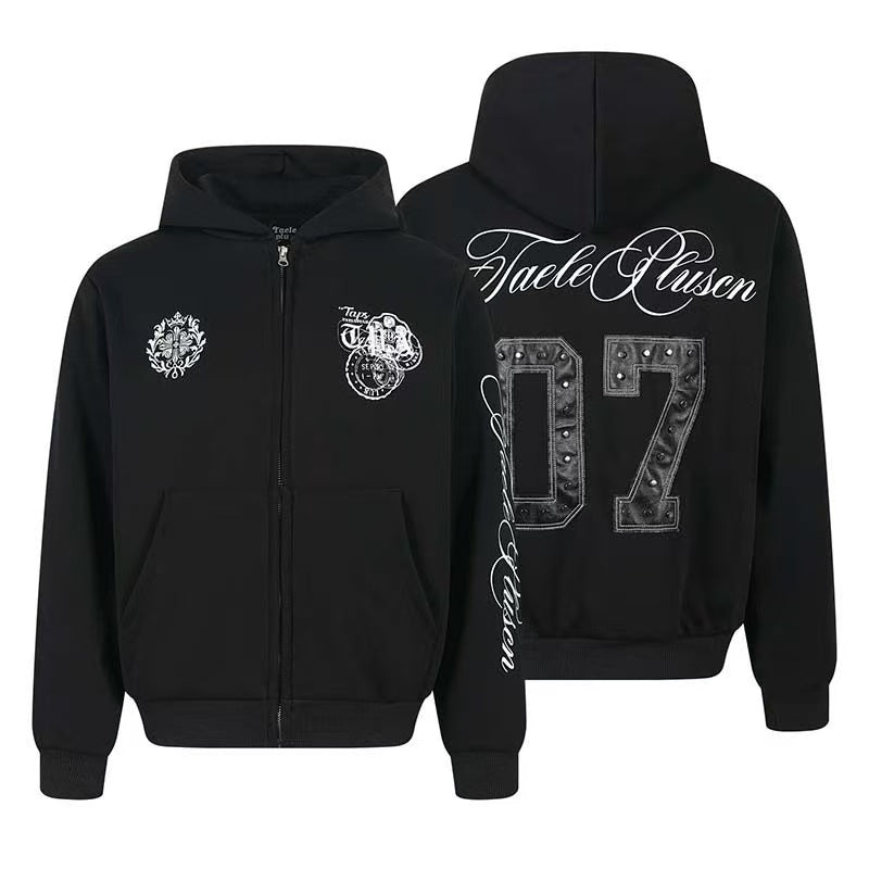 Vintage 07 Graphic Zip-Up Hoodie