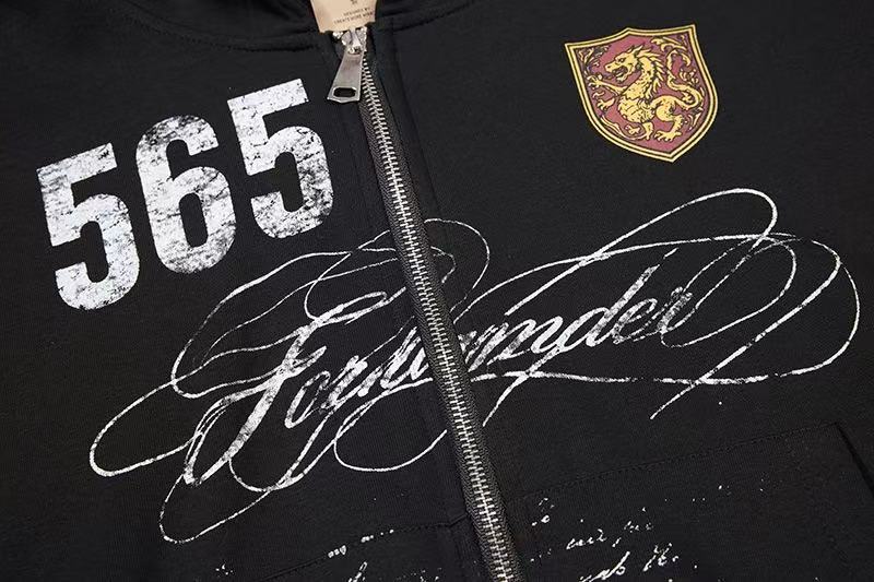 Vintage 565 Shield Graphic Zip-Up Hoodie