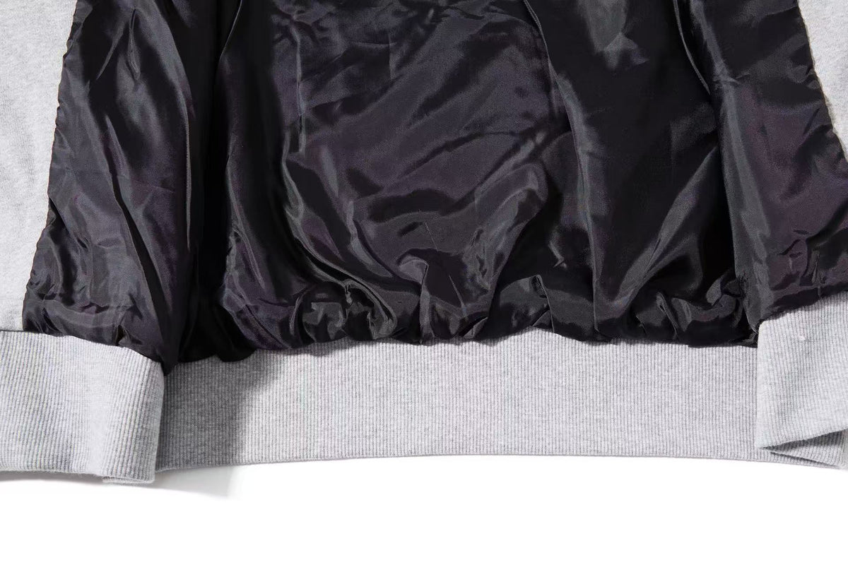 Cropped Cursive Script Print Zip-Up Hooded Jacket