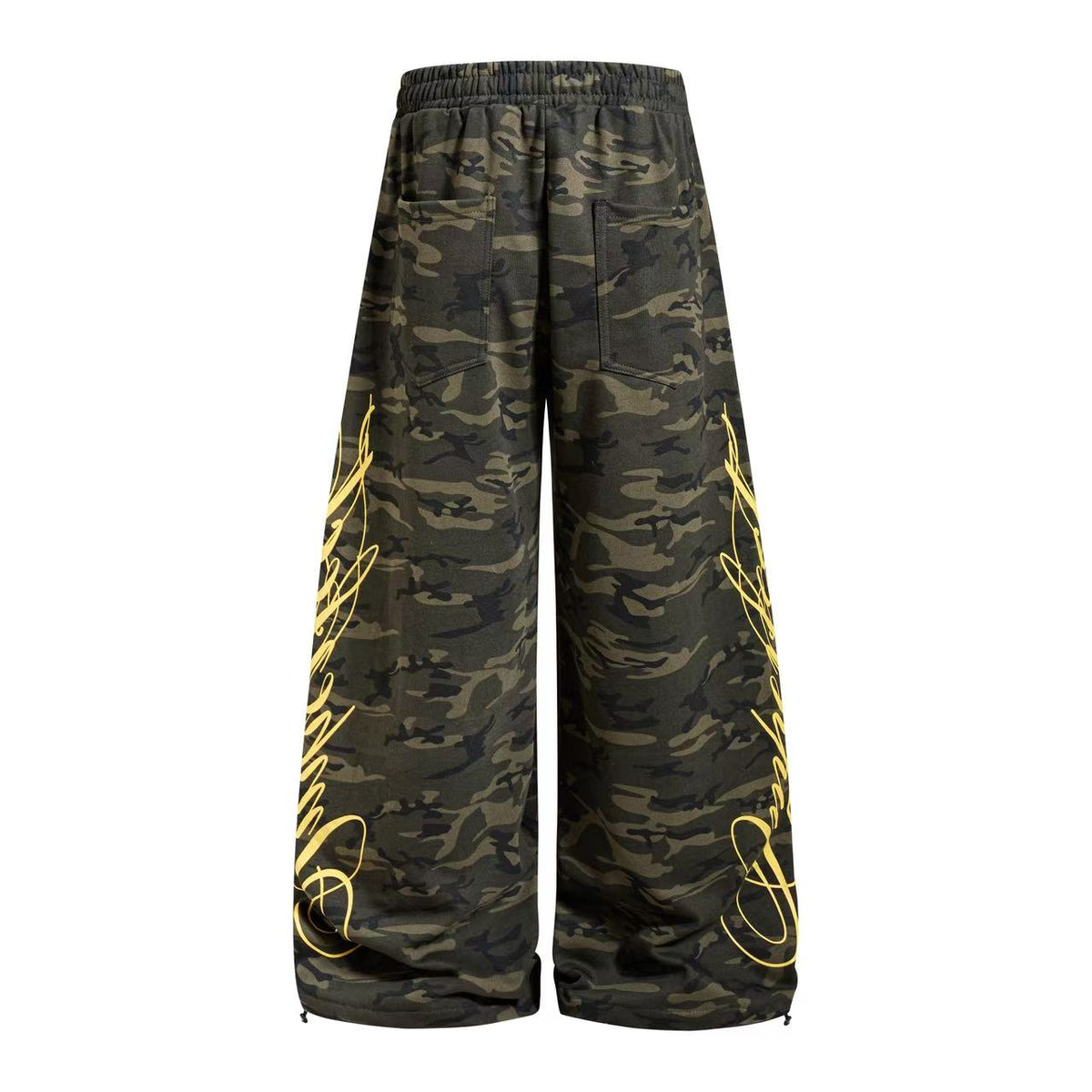 Streetwear Fleece Lined Side Script Line Graphic Print Wide-Leg Sweatpants