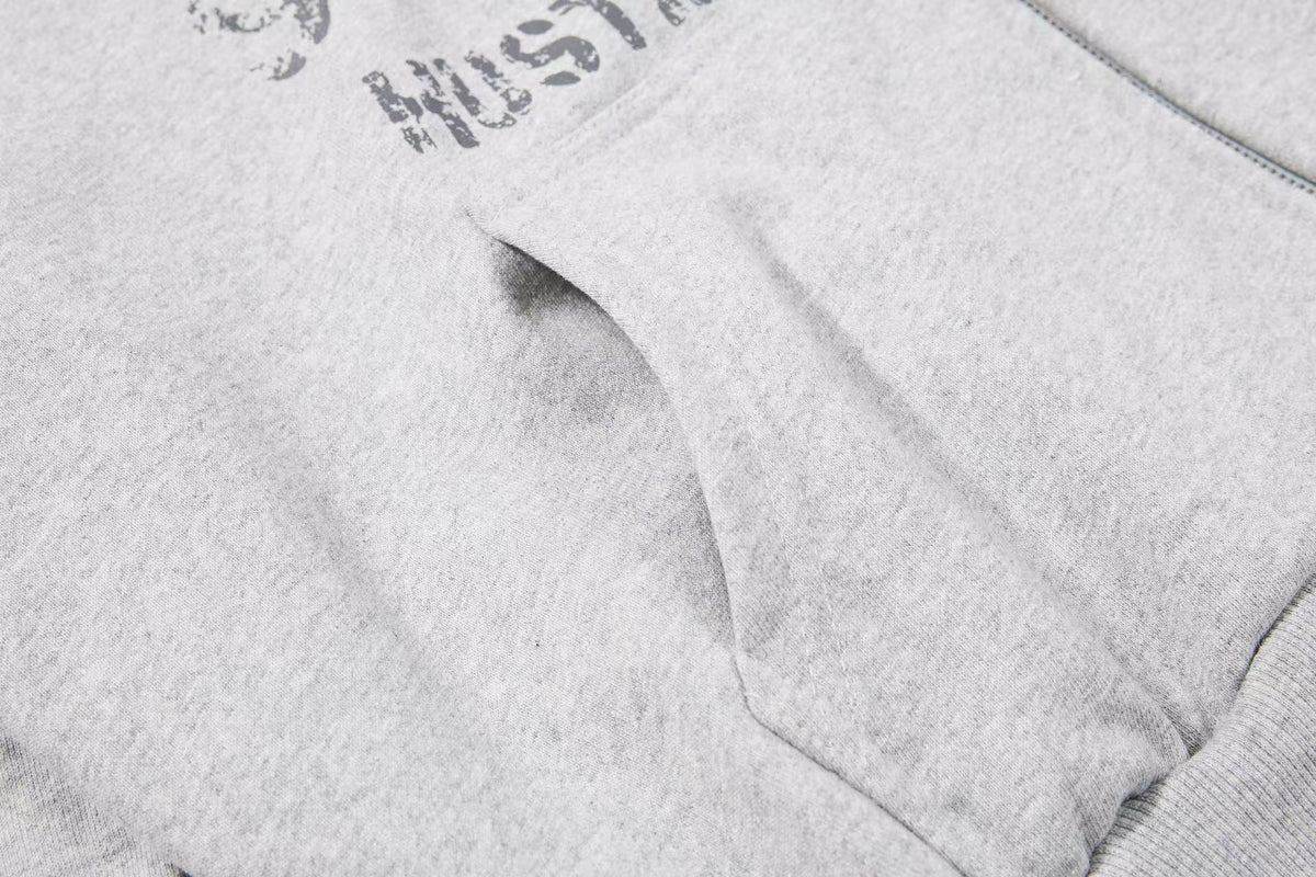 Cropped Distressed Cross Lion Print Zip Up Hooded Jacket
