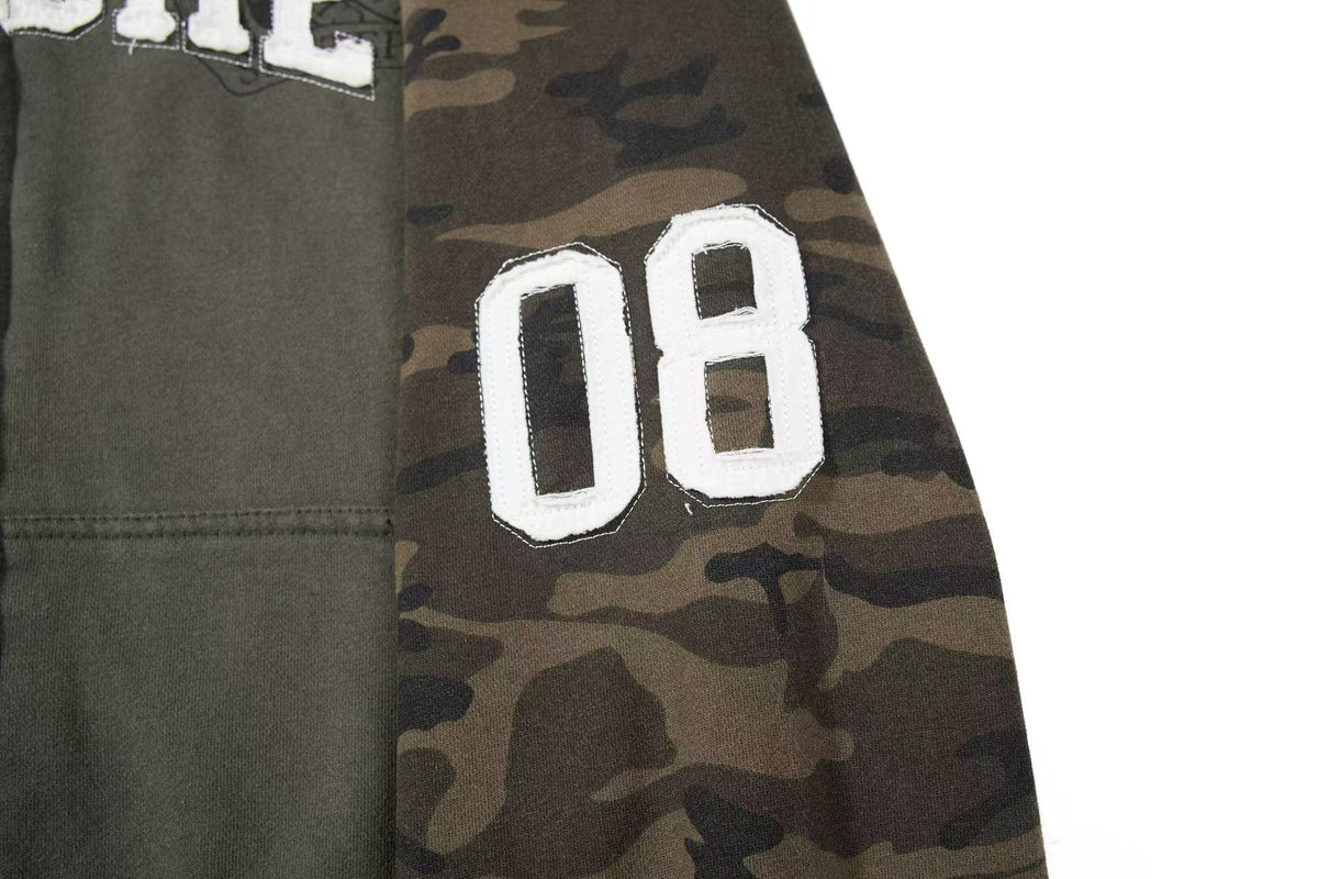 Cropped Chenille Letter Zip Up Hooded Jacket