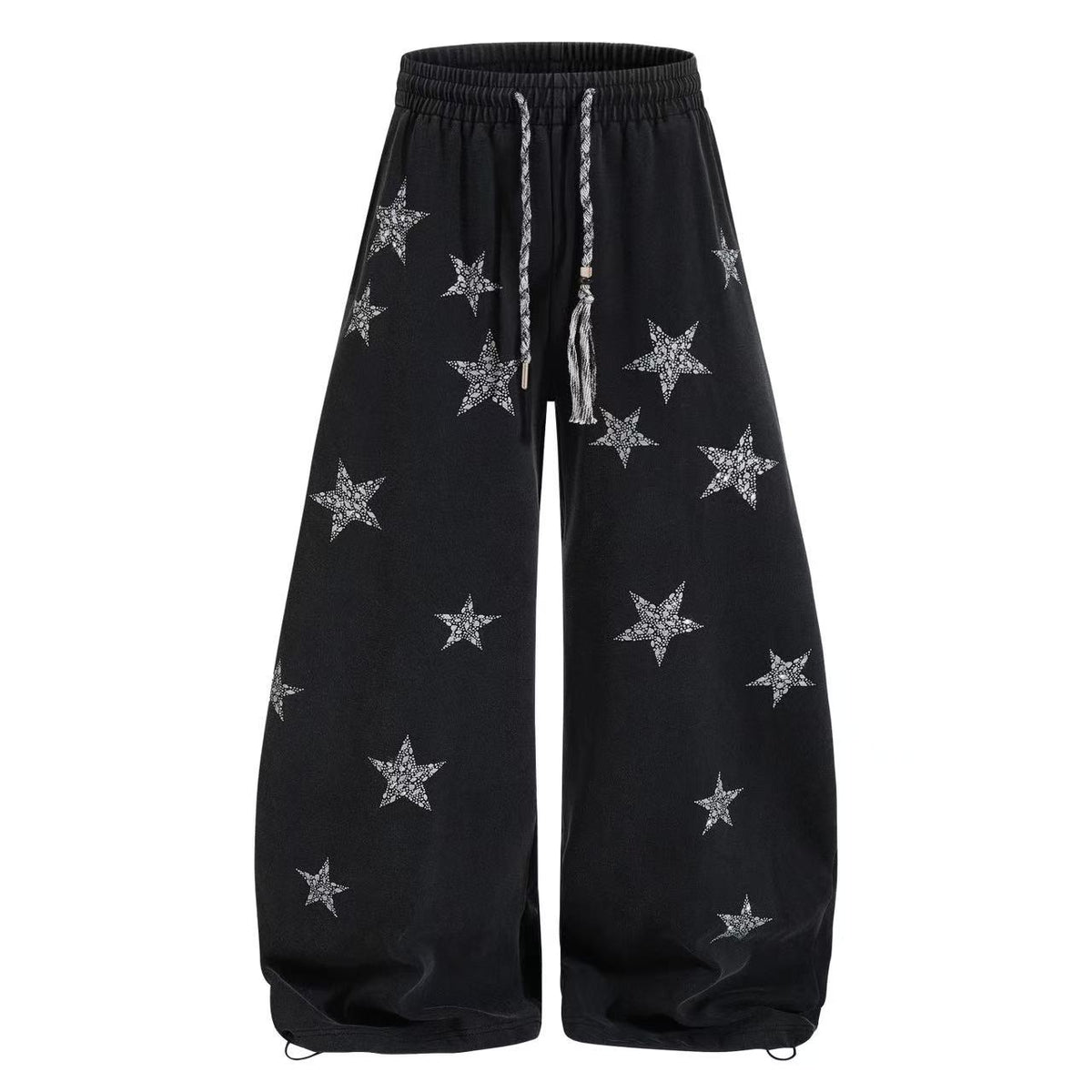 Star Rhinestone Baggy Wide-Leg Sweatpants