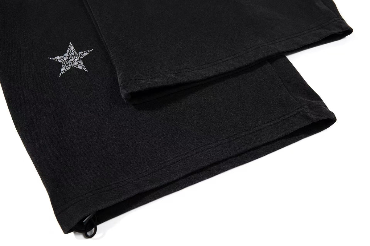Star Rhinestone Baggy Wide-Leg Sweatpants