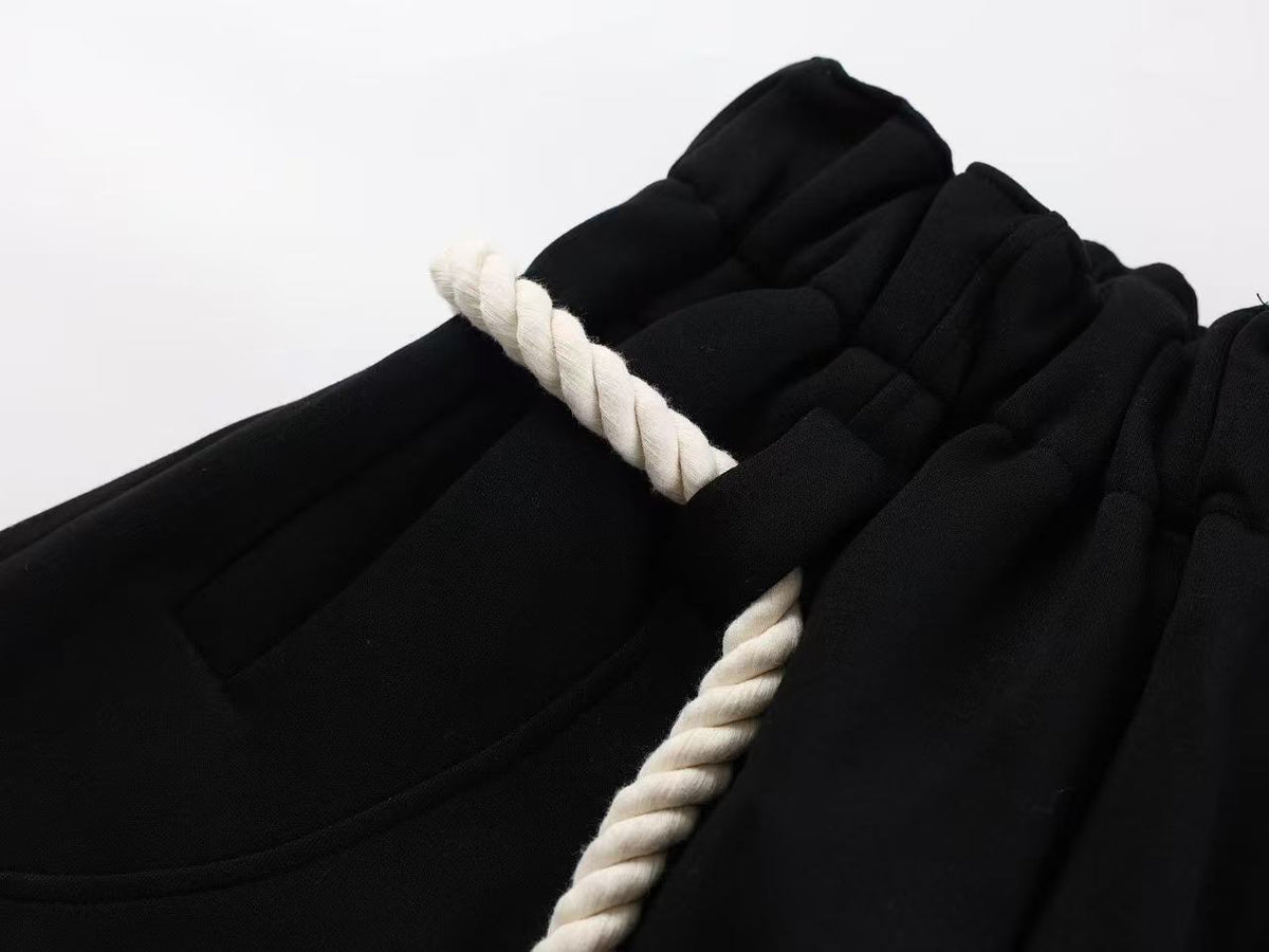 Thick Rope Drawstring Baggy Wide Leg Sweatpants