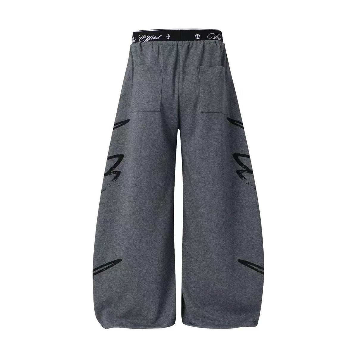 Unisex Side Script Letter Print Wide Leg Sweatpants