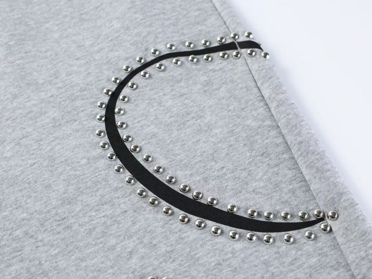 Unisex Rhinestone Script Graphic Wide Leg Sweatpants