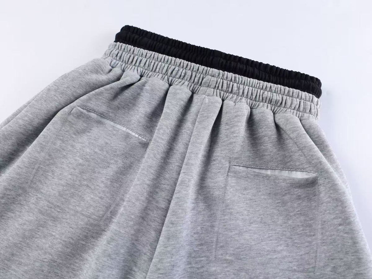 Double Waist Grid Number 7 Patch Wide Leg Sweatpants
