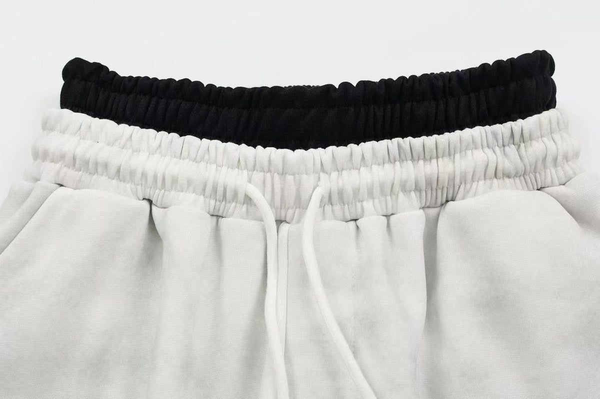 Unisex Washed Shield Lion Patch Graphic Wide Leg Sweatpants