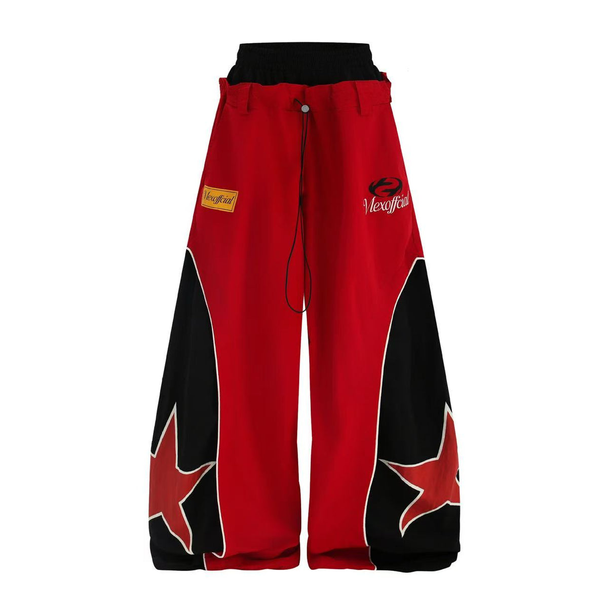Unisex Color Block Star Patchwork Double Waist Wide Leg Sweatpants