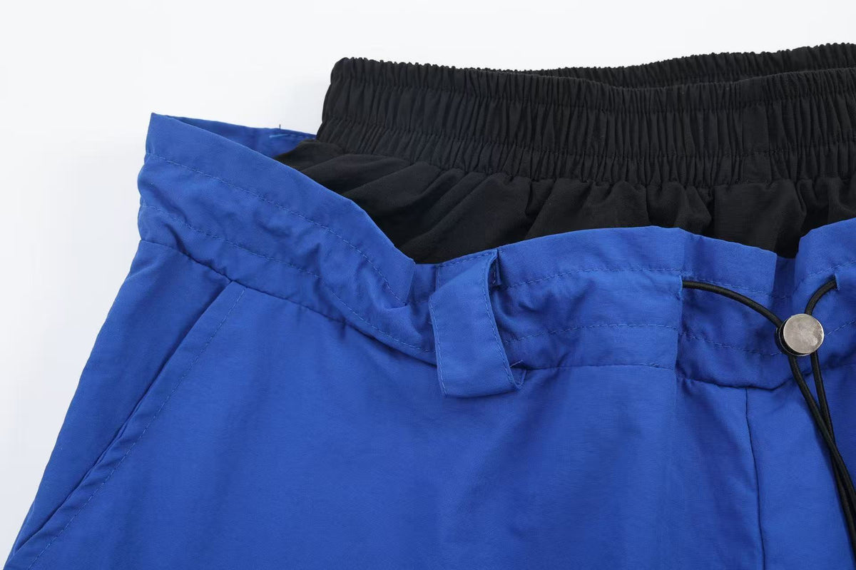 Unisex Color Block Star Patchwork Double Waist Wide Leg Sweatpants
