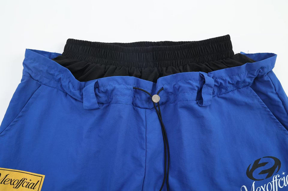 Unisex Color Block Star Patchwork Double Waist Wide Leg Sweatpants