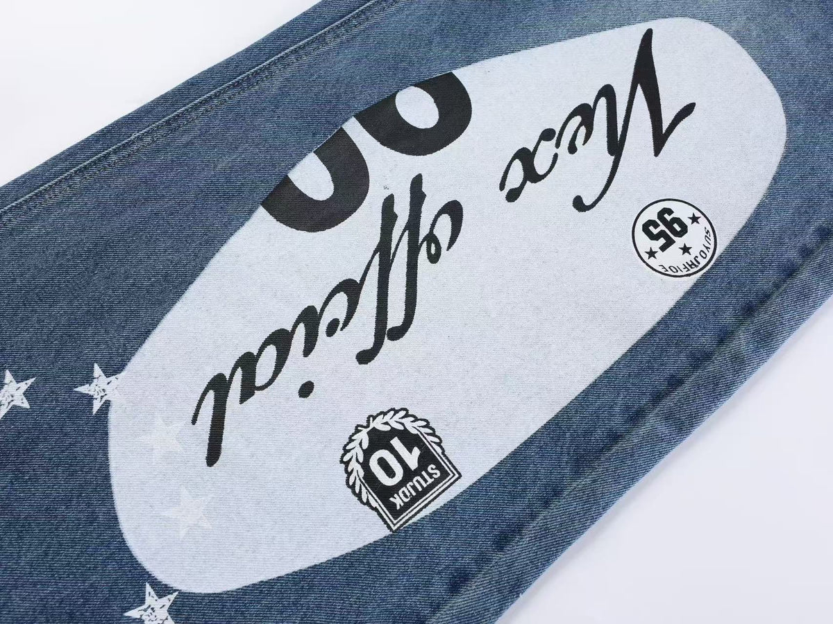 Vintage 1990 Star Graphic Baggy Wide Leg Jeans