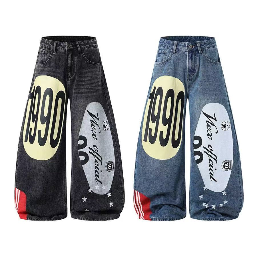 Vintage 1990 Star Graphic Baggy Wide Leg Jeans