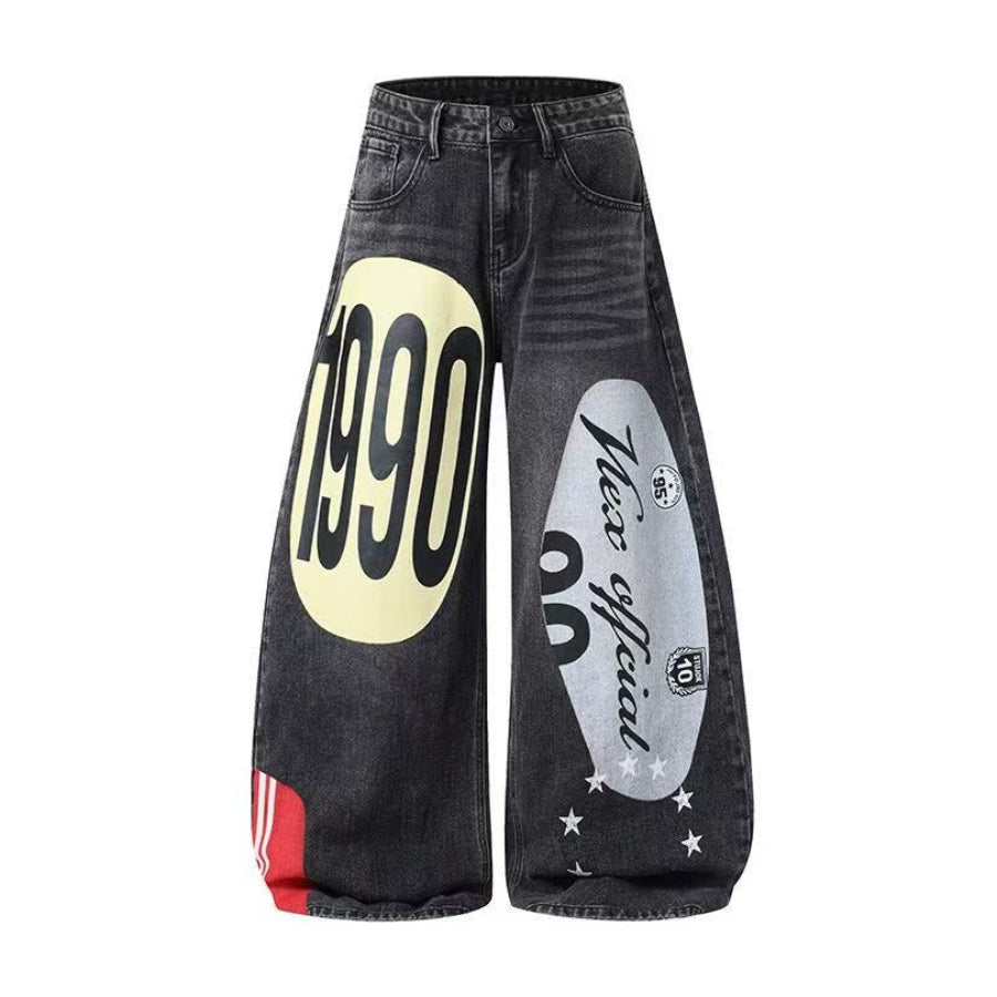 Vintage 1990 Star Graphic Baggy Wide Leg Jeans