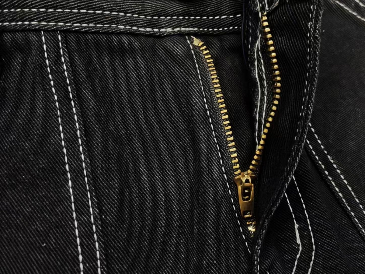 Wing Graphic Script Print Contrast Stitch Baggy Wide Leg Jeans