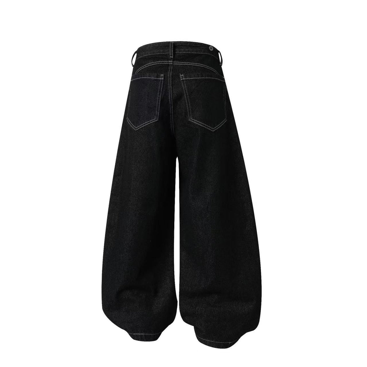 Unisex Detachable Apron Panel Metal Buckle Baggy Wide Leg Jeans
