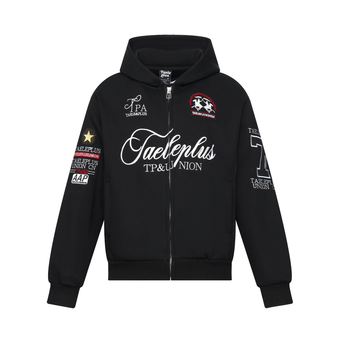Vintage Multi-Patch Embroidery Equestrian Logo Full Zip Hoodie
