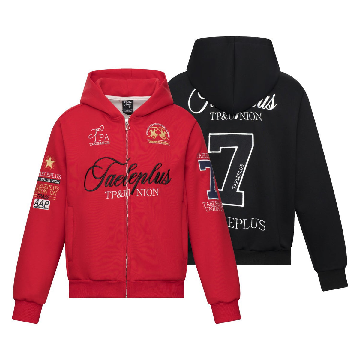 Vintage Multi-Patch Embroidery Equestrian Logo Full Zip Hoodie