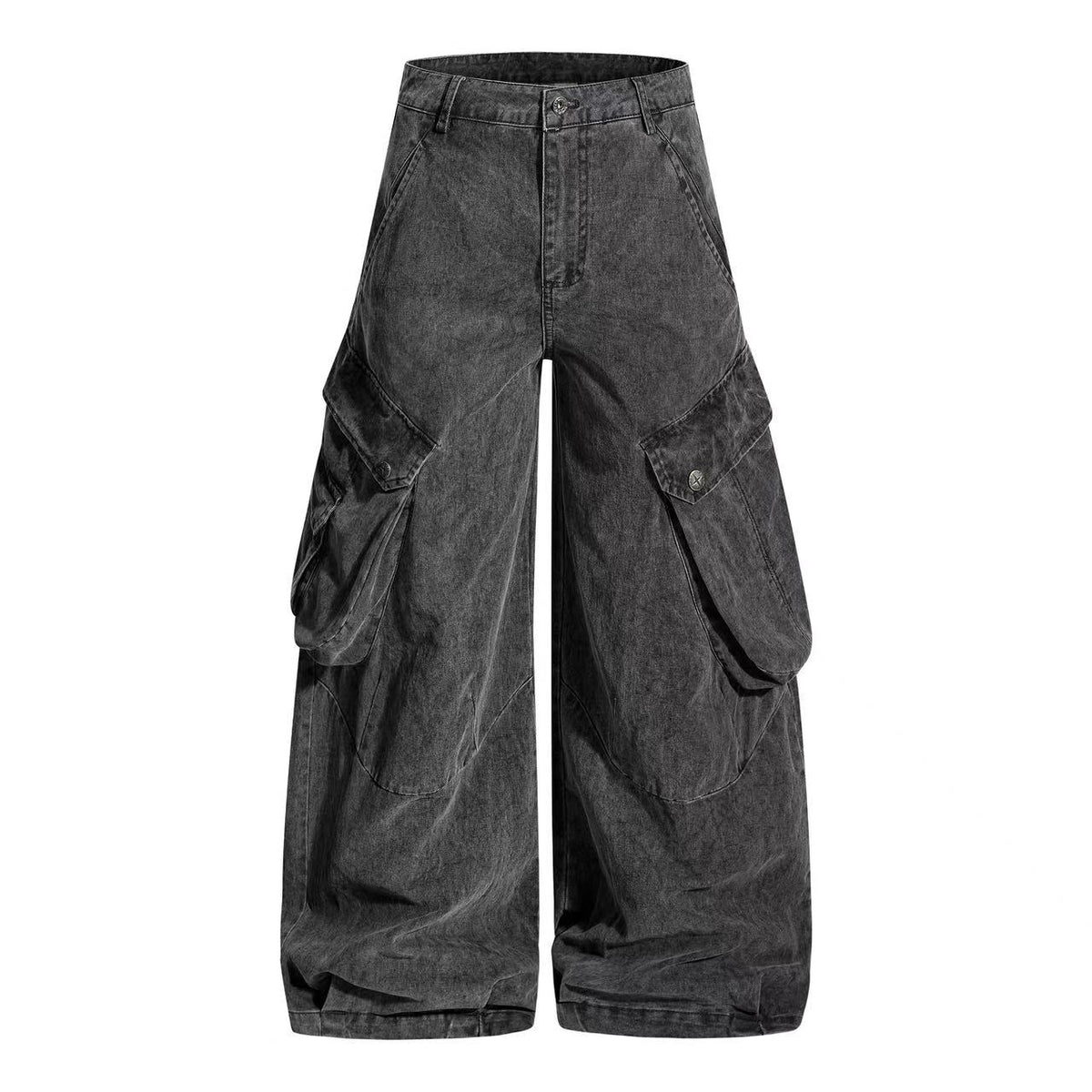 Vintage Washed Multi Pocket Wide Leg Cargo Pants