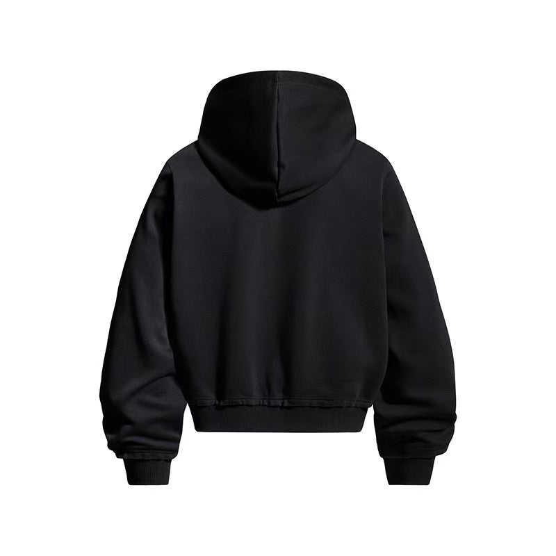 Vintage Front Lace Up Cutout Zip Up Hoodie