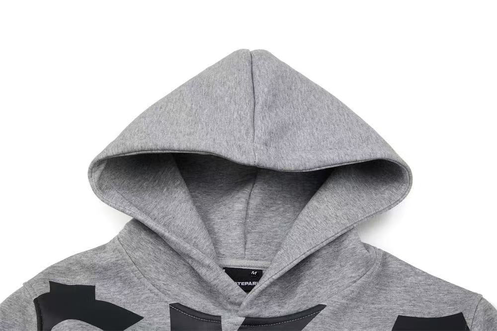 Cropped Bold Block Letter Slogan Pullover Hoodie