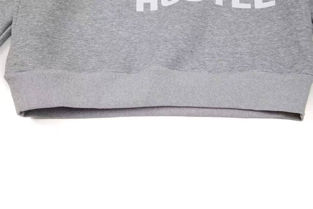 Cropped Bold Block Letter Slogan Pullover Hoodie