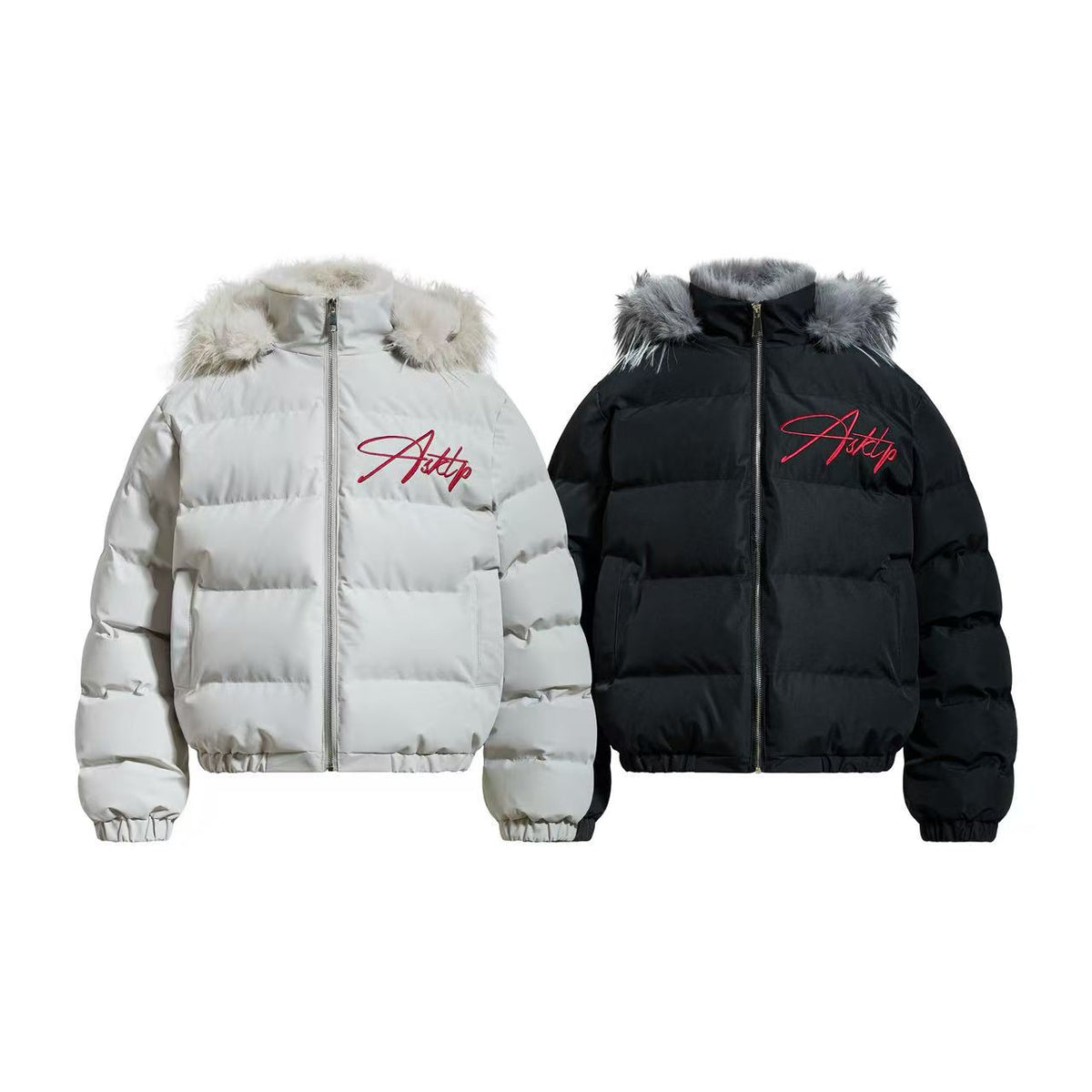 Faux Fur Hood Script Signature Puffer Jacket
