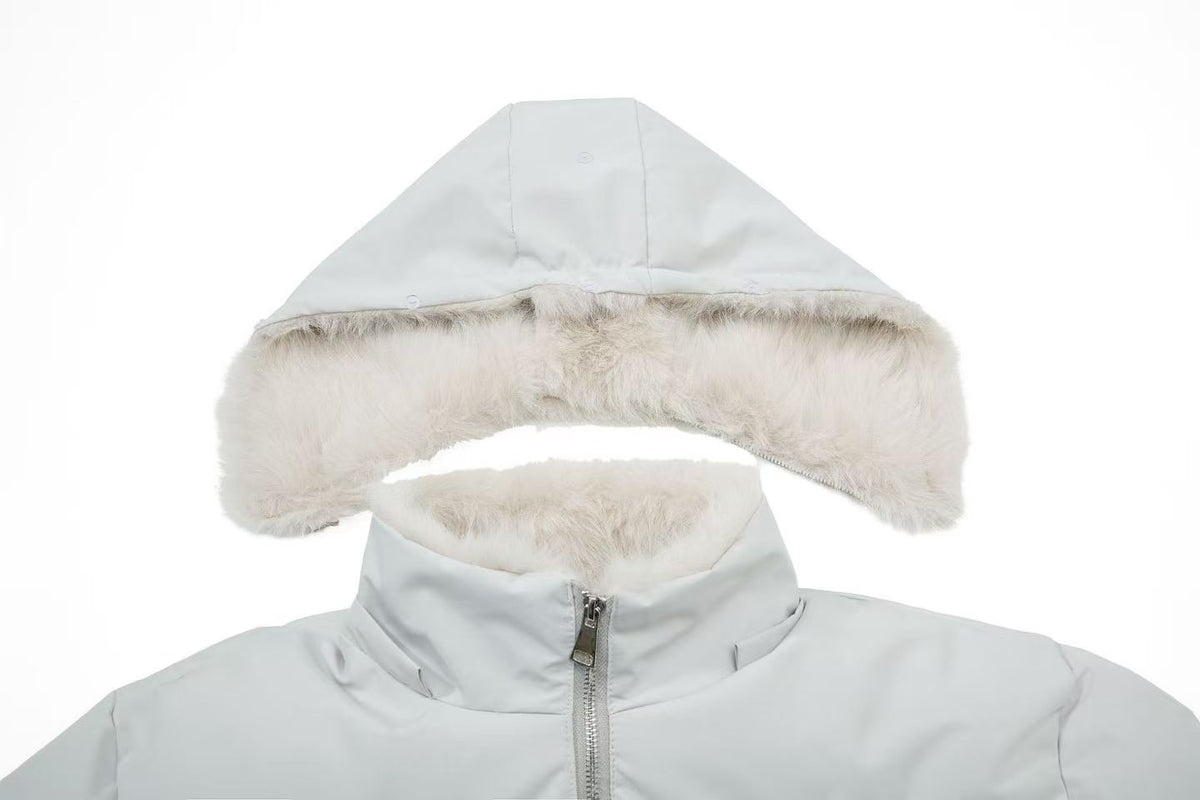 Faux Fur Hood Script Signature Puffer Jacket
