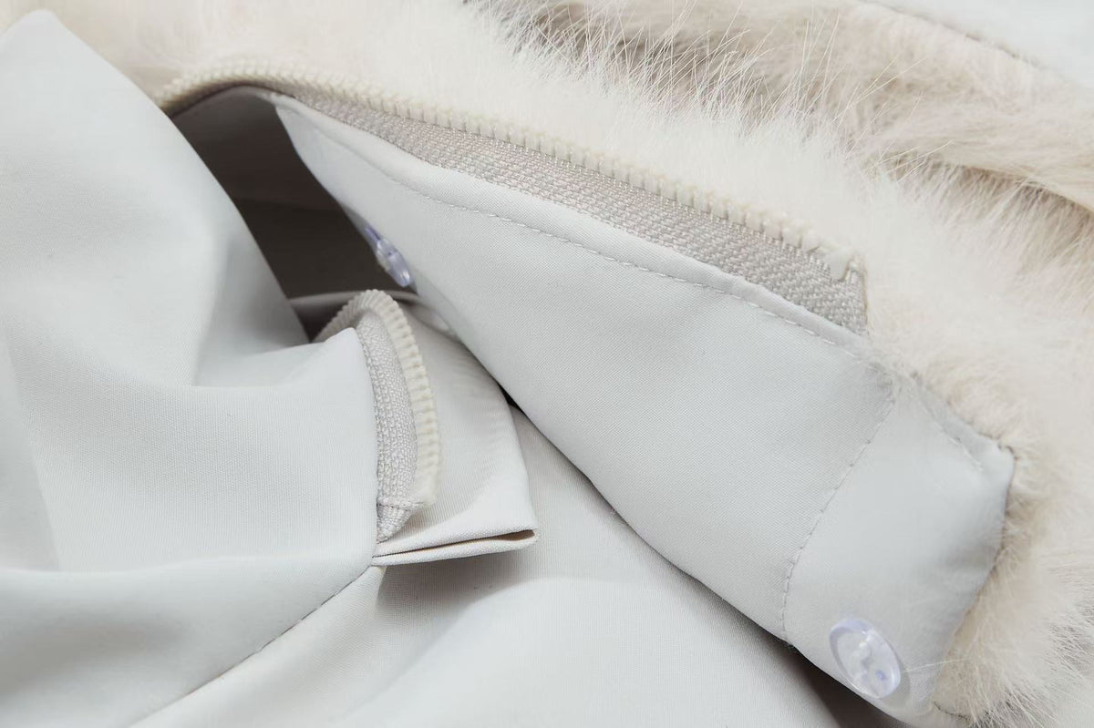 Faux Fur Hood Script Signature Puffer Jacket