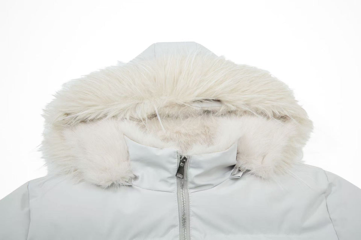 Faux Fur Hood Script Signature Puffer Jacket