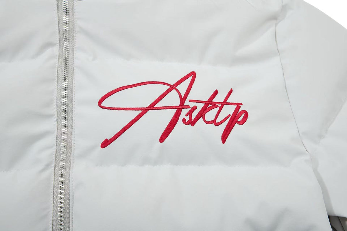 Faux Fur Hood Script Signature Puffer Jacket