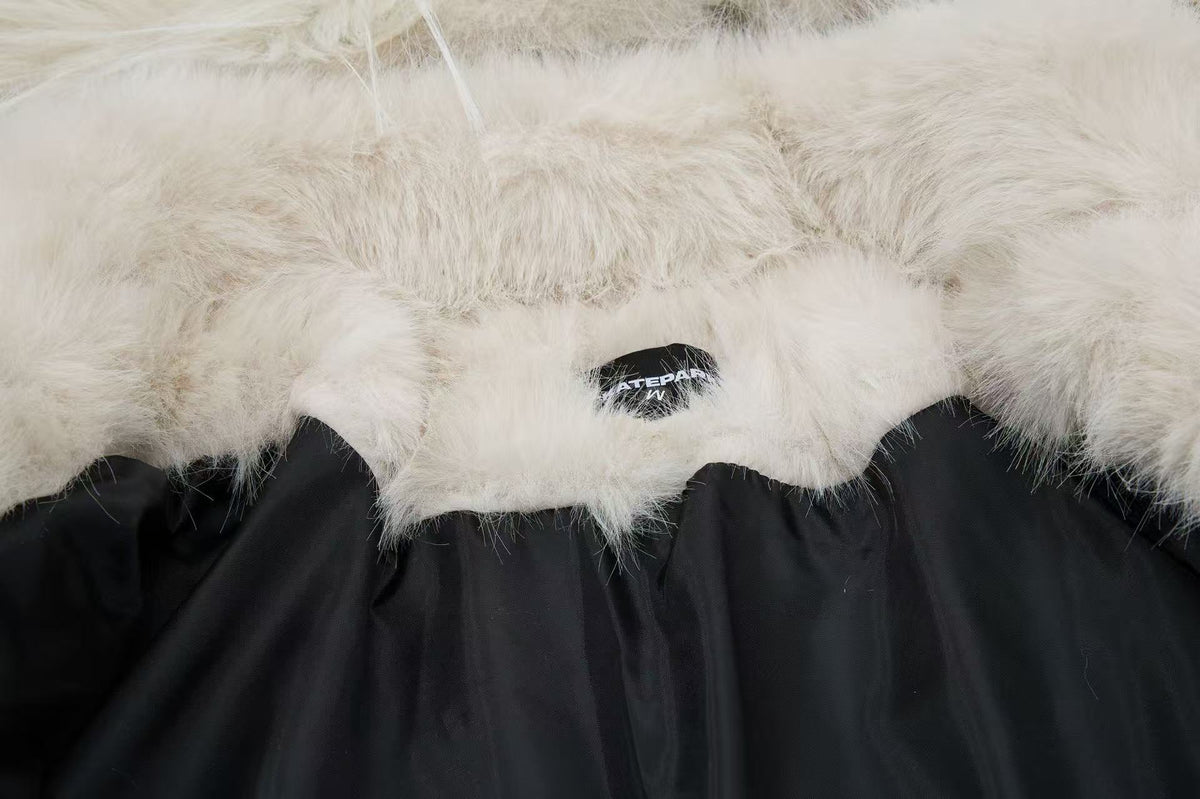 Faux Fur Hood Script Signature Puffer Jacket