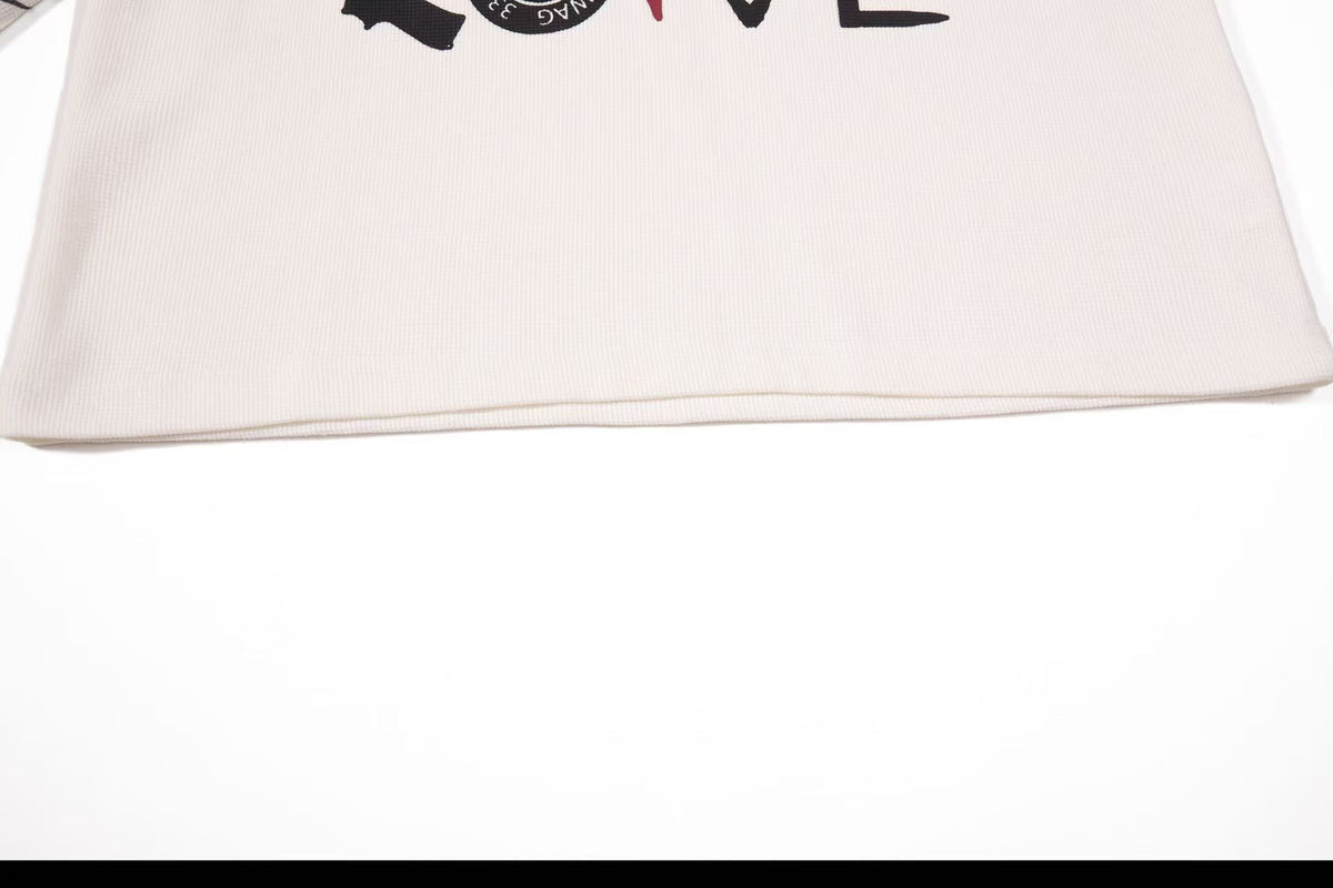 Skull Tribal Tattoo Print Raglan Waffle Knit Long Sleeve
