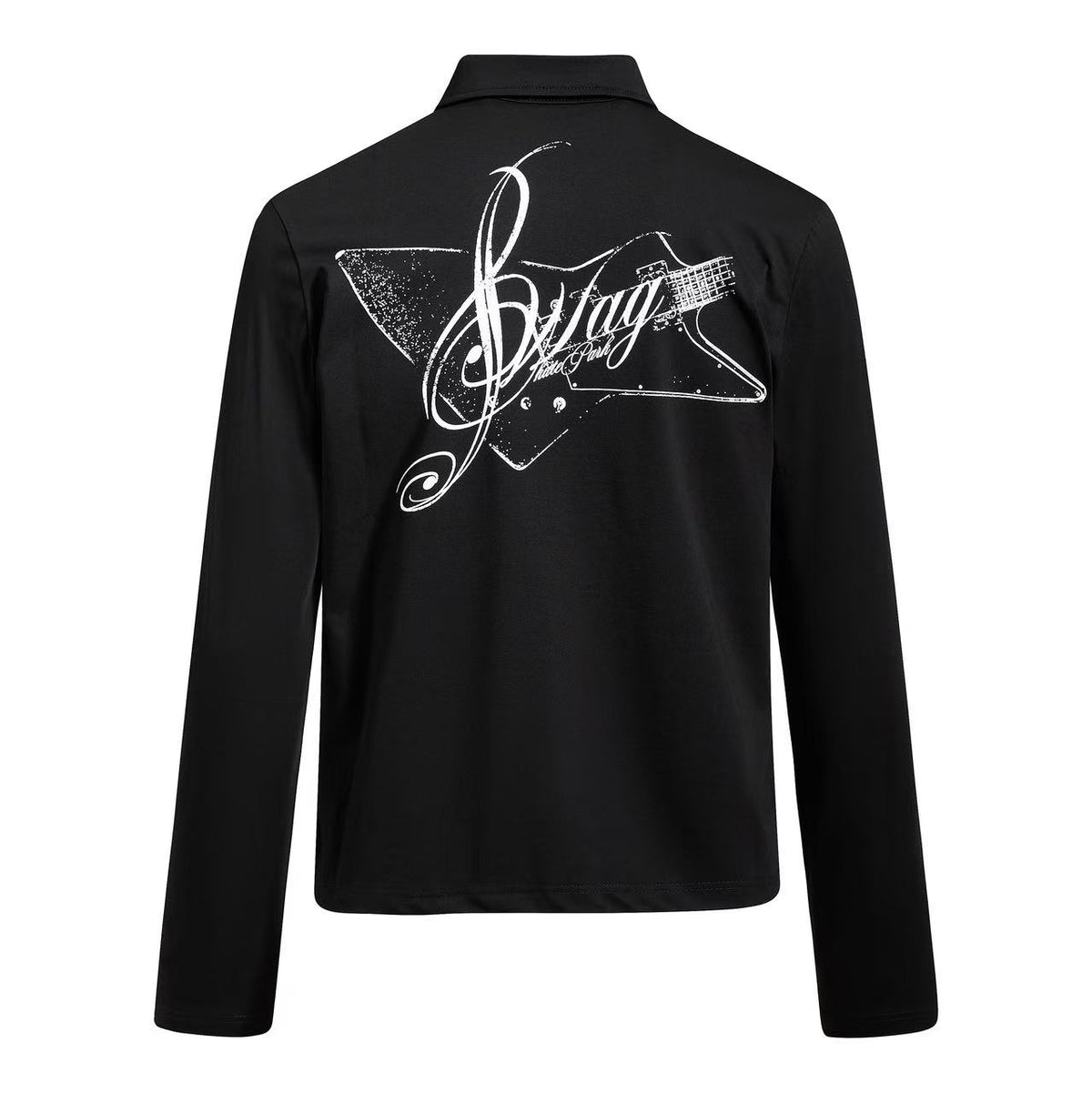 Barbed Wire Star Graphic Long Sleeve Polo Shirt