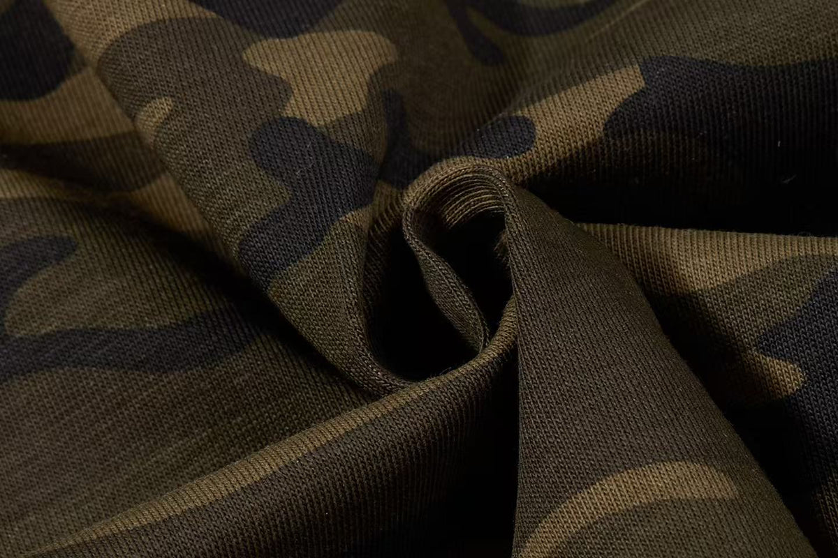 Camo Leopard Side Stripe Trapstar Lion Graphic Mock Neck Long Sleeve