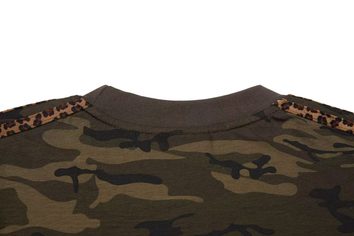 Camo Leopard Side Stripe Trapstar Lion Graphic Mock Neck Long Sleeve