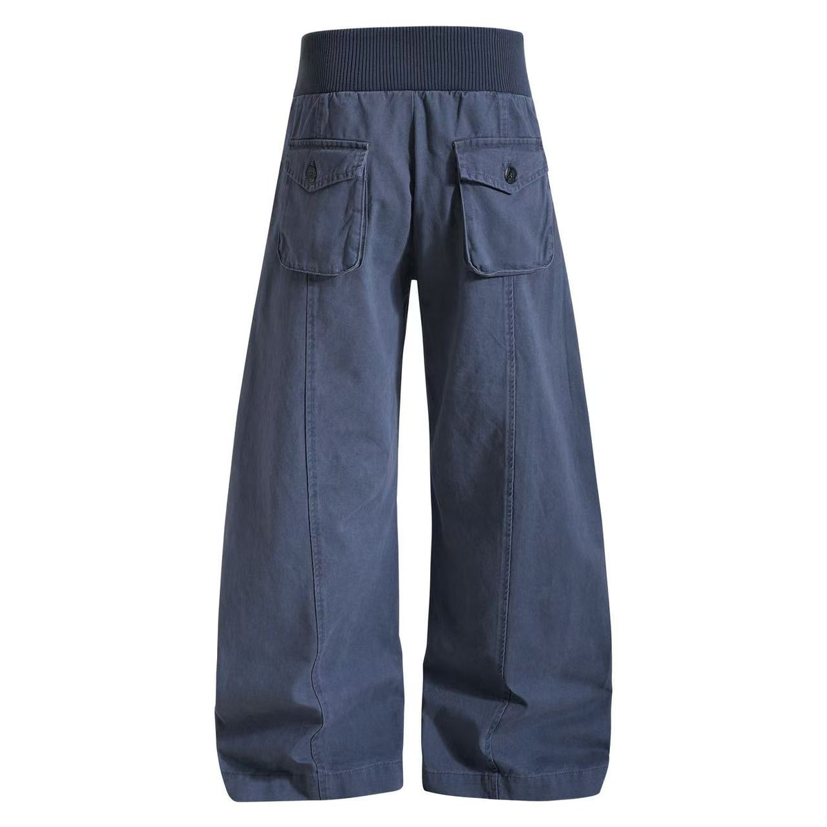 Vintage Ribbed Waistband Wide Leg Cargo Pants